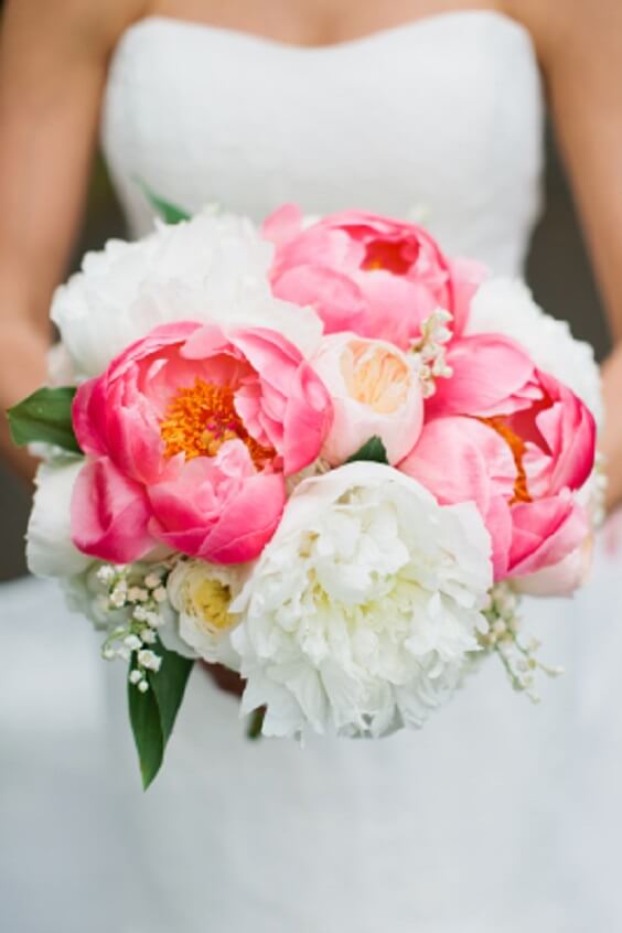 Wedding Bouquets for Grey and Bright Pink May Wedding