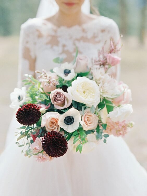 Wedding bouquets for Blush and burgundy May wedding