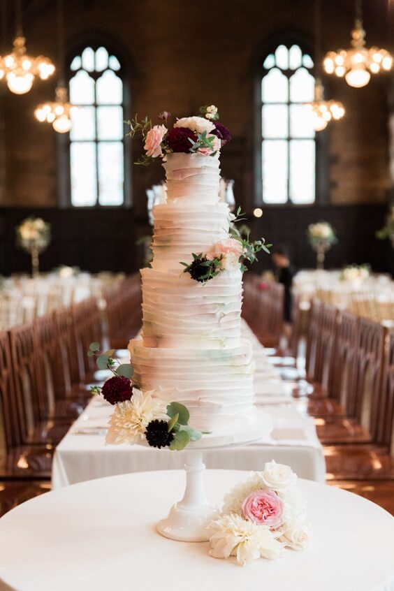 Wedding cake for Blush and burgundy May wedding