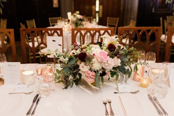 Wedding centerpieces for Blush and burgundy May wedding