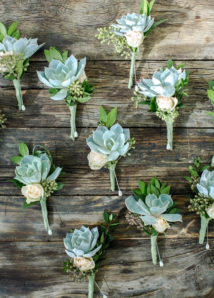 Mint green and peach corsages for Mint Green and Peach May wedding