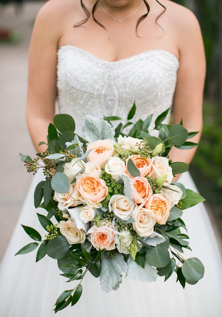 Wedding bouquets for Mint Green and Peach May wedding