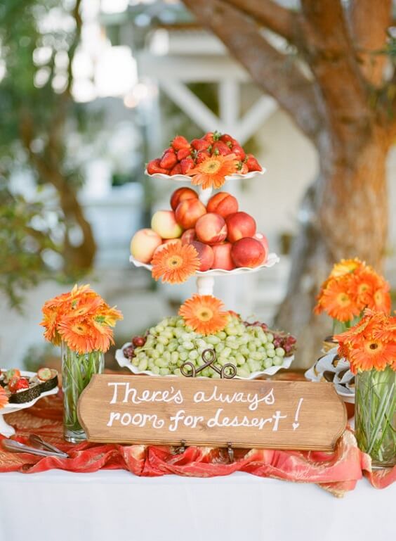 dessert table for september tangerine and yellow wedding 2019