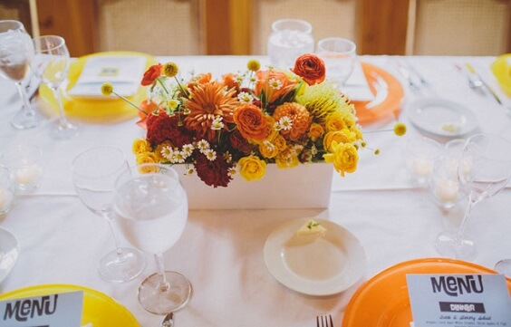 yellow centerpieces for september tangerine and yellow wedding 2019