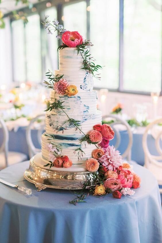peach wedding cake for july sky blue and peach wedding 2019