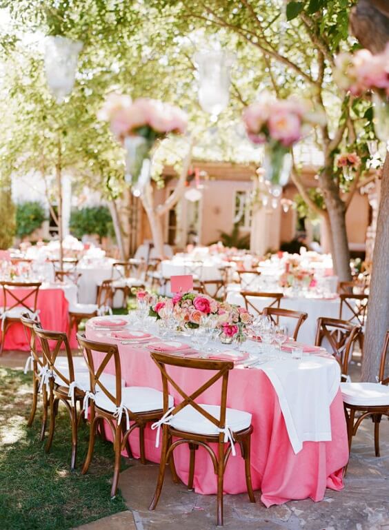 table and chairs for july coral and white wedding 2019