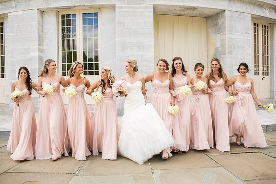 blush bridesmaid dresses for july blush and gold wedding 2019
