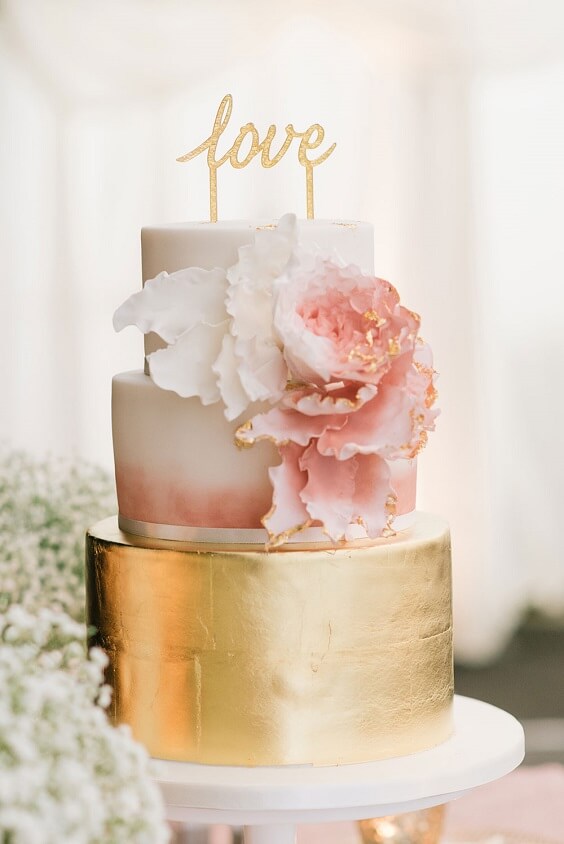 blush and gold wedding cake for july blush and gold wedding 2019