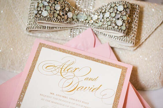 invitation for july blush and gold wedding 2019