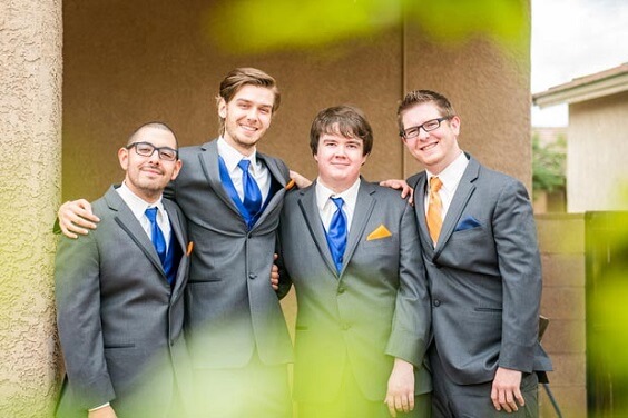 grey men's suits for july royal blue and orange wedding 2019