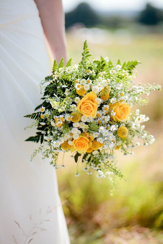 green and yellow bouquet for july yellow iris and green wedding 2019