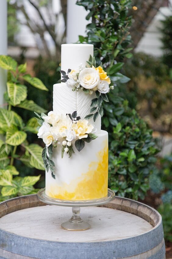 wedding cake for july yellow iris and green wedding 2019