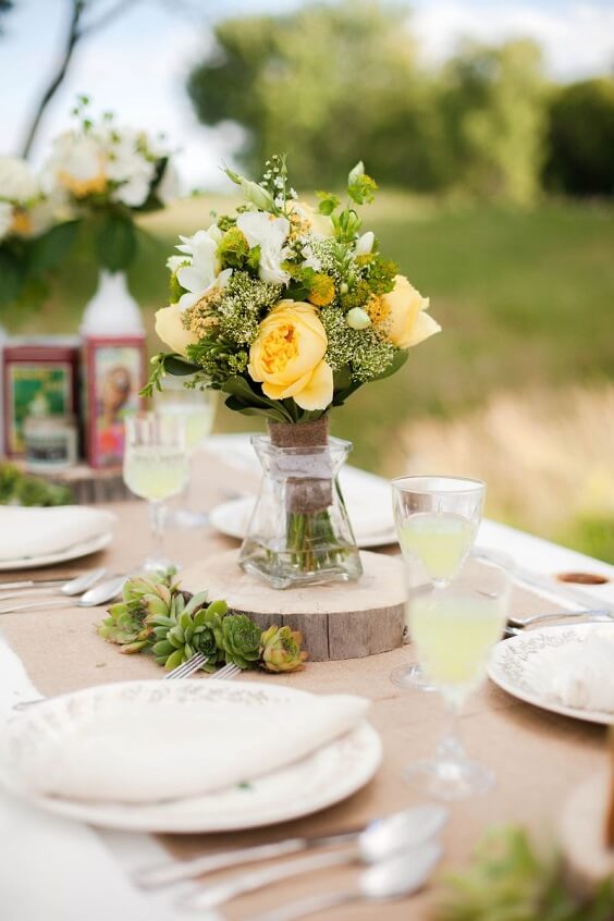 yellow and green centerpieces for july yellow iris and green wedding 2019