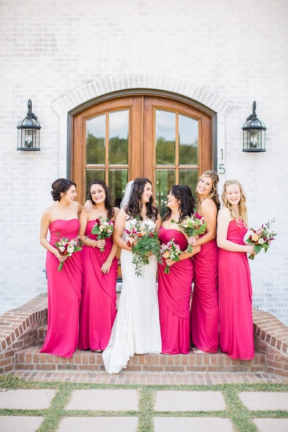 Hot Pink Bridesmaid Dresses for Hot Pink and Blush June Wedding
