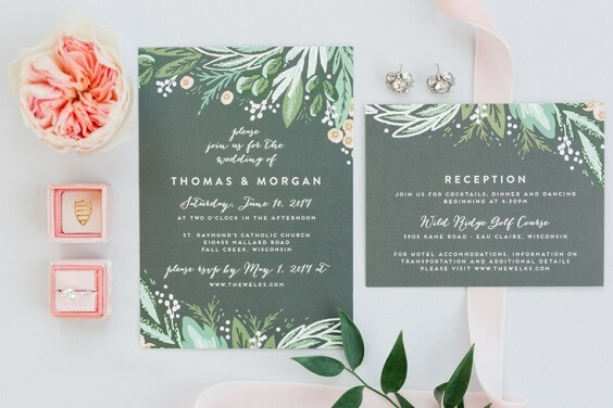 Wedding invitations for Sage Green and Peach June Wedding