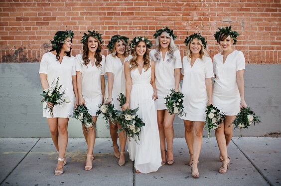 Bridesmaid dresses for White and Green June Wedding