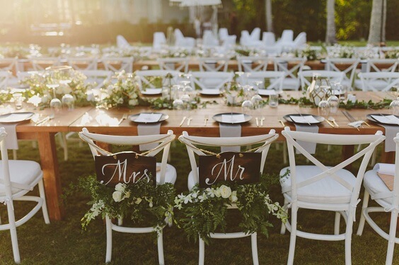 Table decorations for White and Green June Wedding