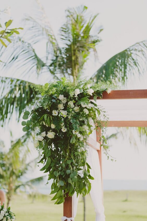 Wedding arch decorations for White and Green June Wedding