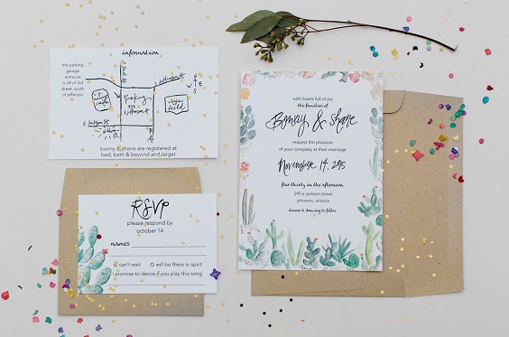 Wedding invitations for White and Green June Wedding