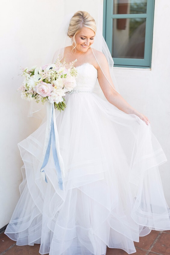 Bridal gown for Ice Blue and blush June Wedding