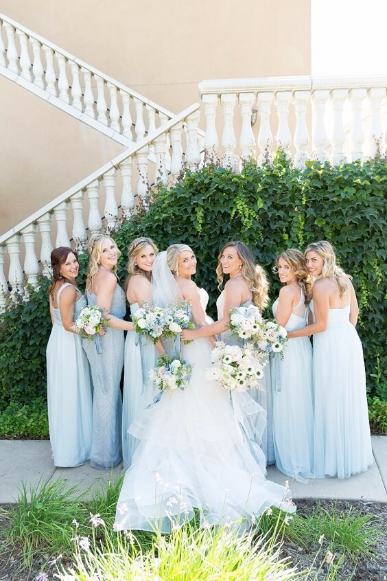 Ice blue bridesmaid dresses for Ice Blue and blush June Wedding