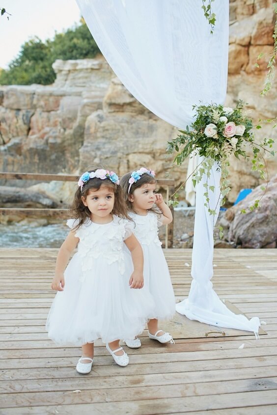 Flower girls for Ice Blue and blush June Wedding