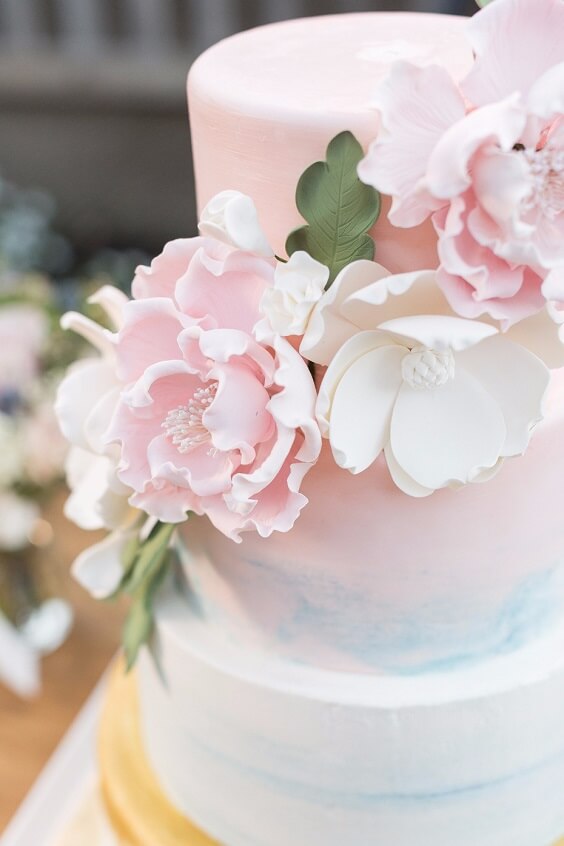 Wedding cake for Ice Blue and blush June Wedding