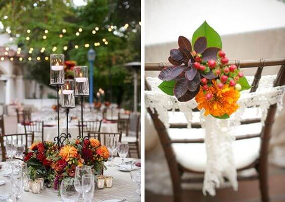 centerpieces and chairs for november maroon and yellow wedding 2019
