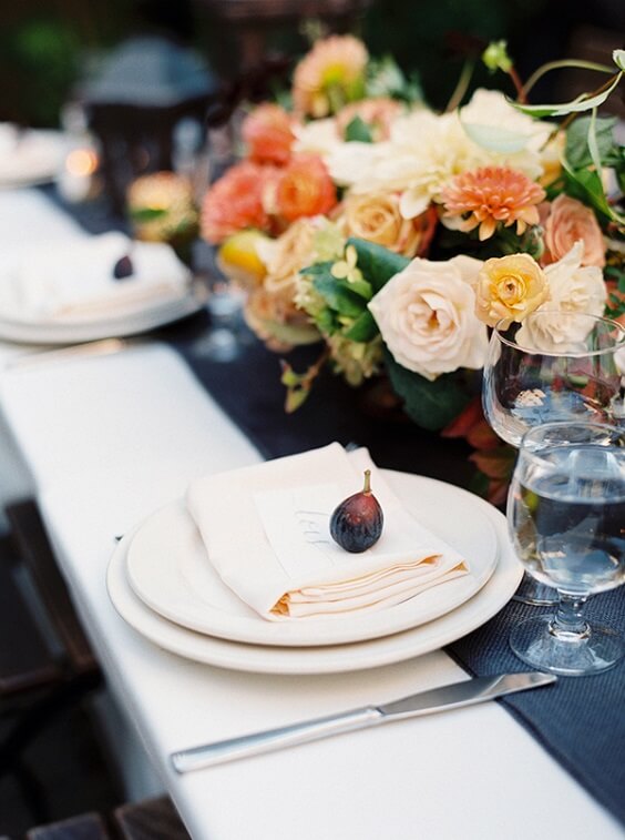 table setting for november navy and cream wedding 2019