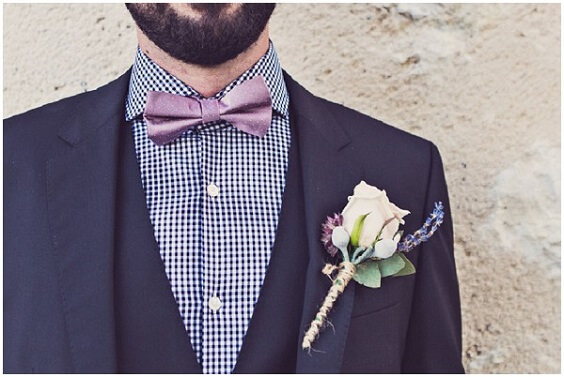 navy mans suit with mauve bow tie for november mauve and navy wedding 2019