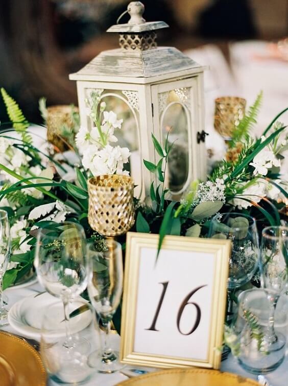 table card for november hunter green and gold wedding 2019