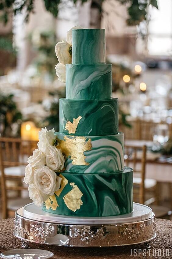 wedding cake for november hunter green and gold wedding 2019