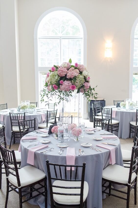 table setting and chairs for november grey and pink wedding 2019