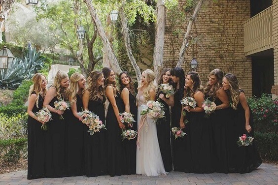 black bridesmaid dresses for november black and blush wedding 2019