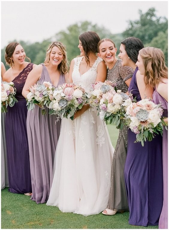 grey purple bridesmaid dress