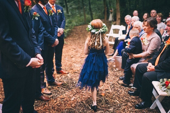 flower girl for october blue and tangerine wedding 2019
