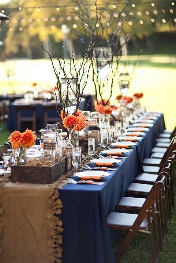 table setting2 for october blue and tangerine wedding 2019