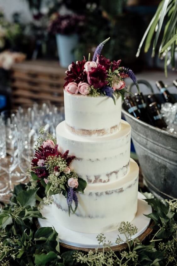 wedding cake for october dark red and grey wedding 2019