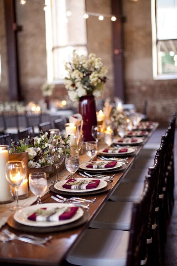 table setting for october wine and gold wedding 2019
