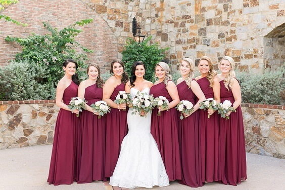 wine bridesmaid dresses for october wine and gold wedding 2019