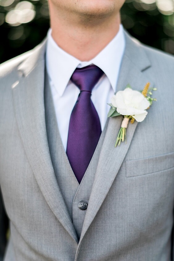 grey mans suit for october purple and ivory wedding 2019