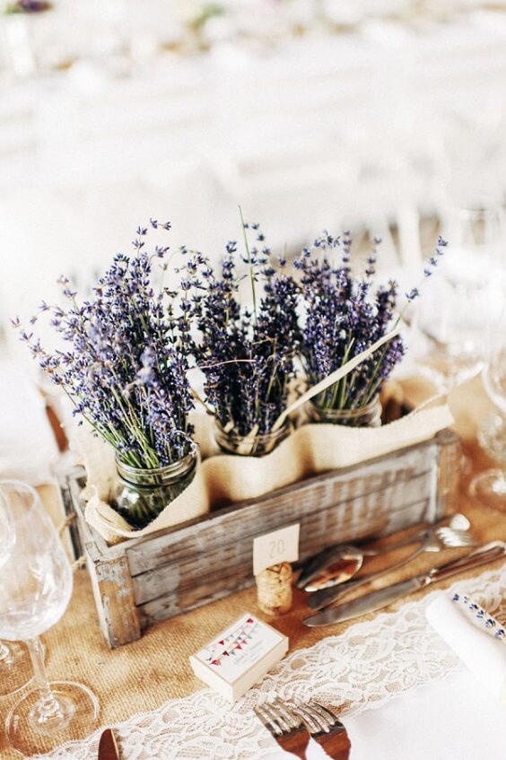 centerpieces for october lavender and wheat wedding 2019