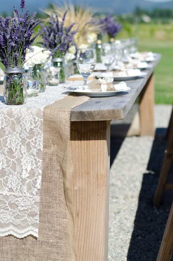 table setting for october lavender and wheat wedding 2019