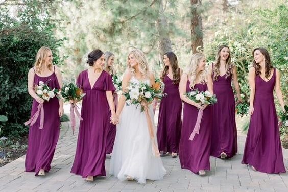 Persian Plum Bridesmaid Dresses for Persian Plum and Marigold Winter Wedding