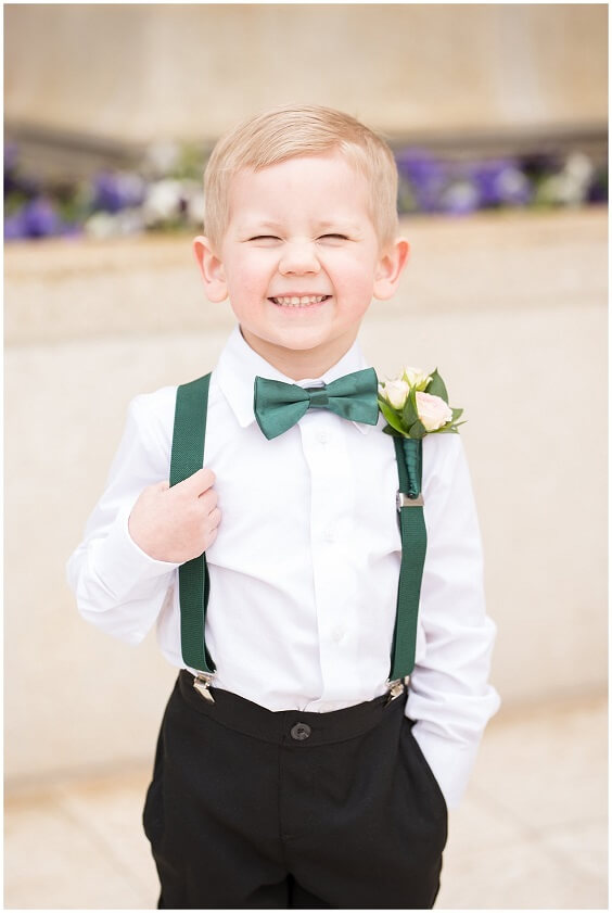 Ring bearer for Green and Pink Winter Wedding