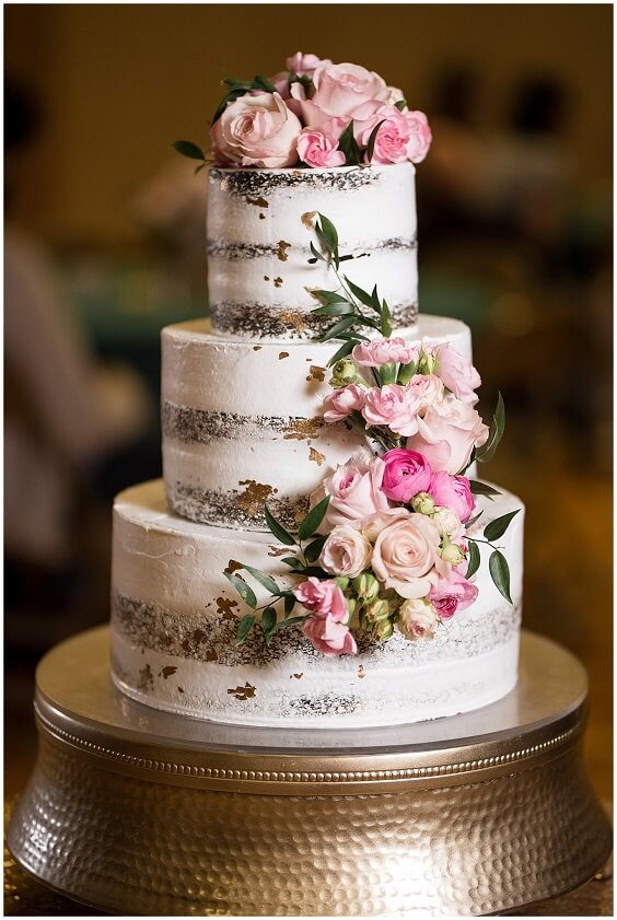 Wedding cake for Green and Pink Winter Wedding