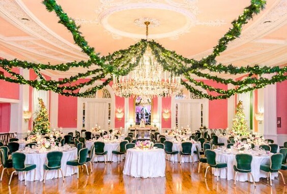 Wedding decorations for Green and Pink Winter Wedding