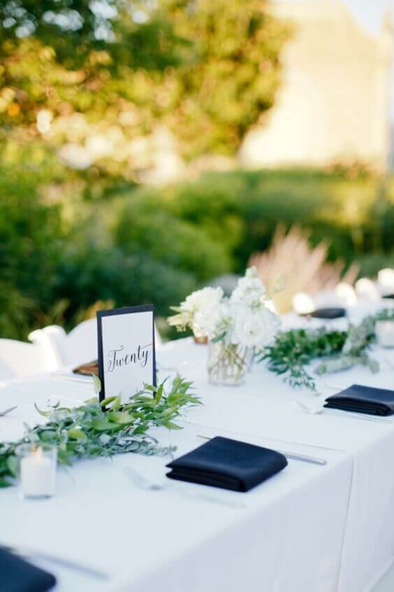Table decorations for Black and White Winter Wedding
