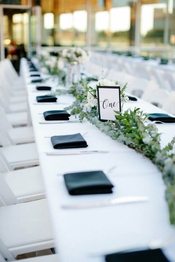 Table decorations for Black and White Winter Wedding