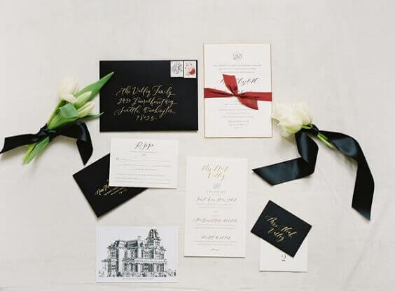 Wedding invitations for Black and White Winter Wedding